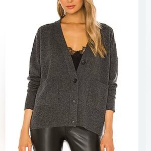 Brochu Walker Gray Cardigan Sweater Looker Lace Trimmed Small NEW Retail $428